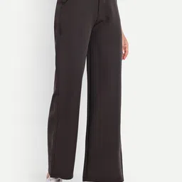 broadstar Women Loose Fit Brown Cotton Blend Trousers image 2