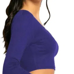 Casual Regular Sleeves Solid Women Dark Blue Top-image-83