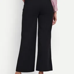 broadstar Women Loose Fit Black Cotton Blend Trousers image 2