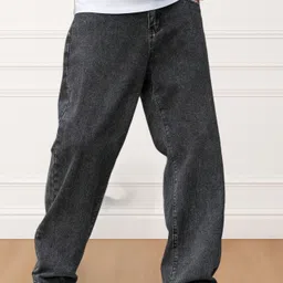 metronaut Men Loose Fit Mid Rise Dark Grey Jeans-picture-18