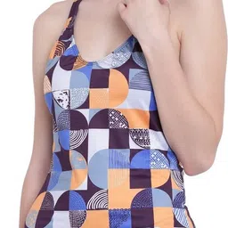 Geometric Print Women Monokini Multicolor Swimsuit-image-1