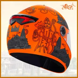 steelbird SBH-34 Jai Shree Ram Reflective ISI Certified Full Face Graphic Helmet Motorbike Helmet image 5