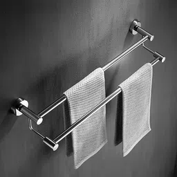 grivan Wall Mounted 2 Step Stainless Steel Towel Rod, Bar, Rack for Bathroom Stainless Steel Wall Shelf image 4
