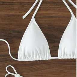 enaya store Self Design Women Bikini White Swimsuit image 4