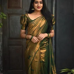 banarasi Woven, Embroidered, Self Design Kanjivaram Pure Silk, Jacquard Saree image 2