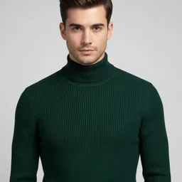 bab Men Striped High Neck Dark Green Sweater image 4