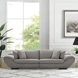 casacraft from pepperfry Duino Boucle Fabric 4 Seater Sofa in Graphite Grey Colour-picture-21
