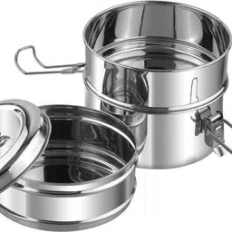 udine Stainless Steel Lunch Box/Tiffin with Locking Clip, 3-Tier Container 3 Containers Lunch Box image 4