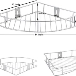 foozocu Corner Shelf for Kitchen and Bathroom, Shelf Rack, Bathroom Shelf Wall Mounted Steel Wall Shelf image 2