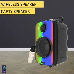 GUGGU Rainbow (WIRELESS TROLLEY SPEAKER)Karaoke Mic & RGB Light With Hi Bass SoundT16 35 W Bluetooth Party Speaker-picture-18