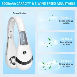 QueryZen Neck Fan, Rechargeable Battery Operated, with 3 Wind Speeds FIV8 Neck Fan, Rechargeable Battery Operated, with 3 Wind Speeds FIV8 USB Fan image 2