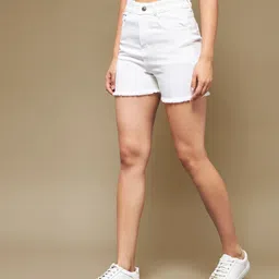miss chase Solid Women White Denim Shorts-picture-12