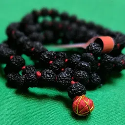 jupiter speaks 5 Mukhi / Face Black Rudraksha Mala Lab Certified for Neck Wearing Size 6 - 6.5 mm , 100% Original Panchmukhi 108 + 1 Ruthratcham Rosary Color Natural Black for Men and Women Wood Chain image 4