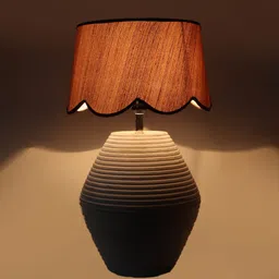 sapphire wood Shade Table Lamp With Wood Base image 4