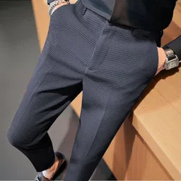 the stanch Men Relaxed Grey Cotton Blend Trousers-picture-21