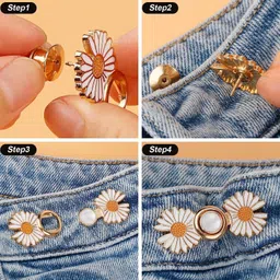 CUZWAVE Adjustable Waist Buckle for Pants,Double flower waist pins Pack Of 2 Brooch image 4