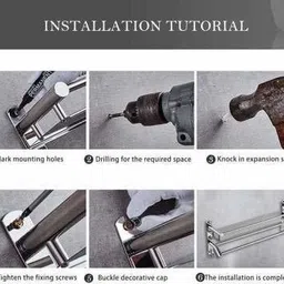 grivan Stainless Steel Single Layer Shelf with Towel Road, Multipurpose Bath Shelf Organizer, Kitchen Shelf / Towel self/Bathroom Shelf / Bathroom Stands and Racks / Bathroom Accessories - Chrome Finish Silver Towel Holder image 4