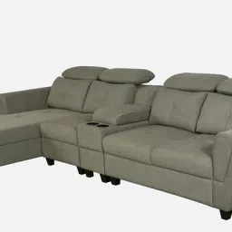 woodsworth from pepperfry Impero Fabric RHS Sectional Sofa (3+ Lounger) in Sandy Brown Colour image 4