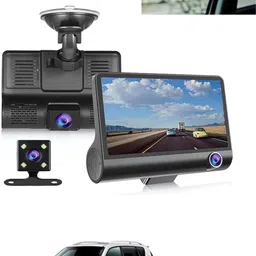 maties 1080P 4 inches LCD car Dash Cam for car security Reverse Assist Camera System Black LCD image 1