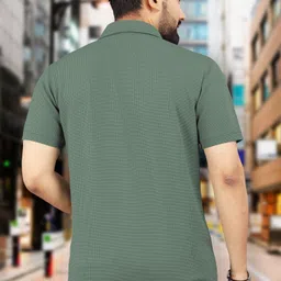 vebnor Men Solid Polo Neck Polyester Green T-Shirt image 2