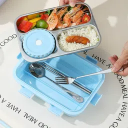 vsell The Ultimate 3-Compartment Leak-Proof Seals 750ml Stainless Steel Lunch Box 3 Containers Lunch Box image 2