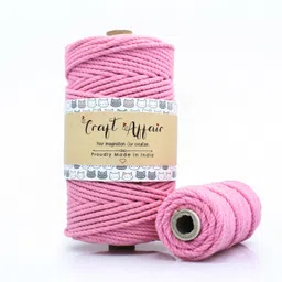craft affair | 3ply Twisted Cotton Rope Macrame Cord (10 Meter, 3mm) | Wall Hangers & DIY work Baby Pink-picture-31