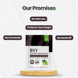 bsy Noni Dark Brown Hair Color Shampoo (20mlx5 Sachets) , Dark Brown image 2