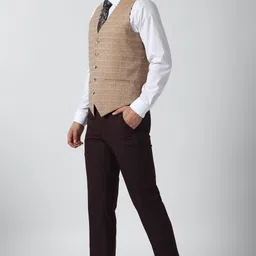 peter england Men Single Breasted Solid Suit image 4