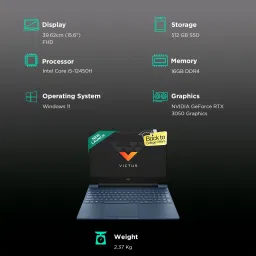 HP Victus 15 Intel Core i5 12th Gen Gaming Laptop (16GB, 512GB SSD, Windows 11 Home, 4GB Graphics, 15.6 inch 144 Hz FHD Display, NVIDIA GeForce RTX 3050, MS Office 2021, Performance Blue, 2.37 KG) image 3
