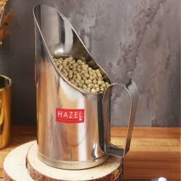 hazel Stainless Steel Scoop Spoon With Handle | Steel Scoops For Grocery Shop Store Equipment| Grocery Flour Grain Dry Foods Spice Scoop,Capacity 700 ml, Silver image 1