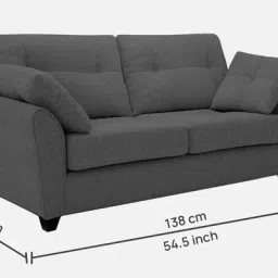 mintwud from pepperfry Tochi Fabric 2 Seater Sofa In Grey Colour image 2