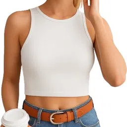 a&a fashion Casual Sleeveless Solid, Self Design Women White Top-picture-13