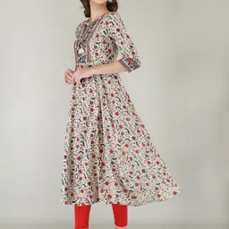 aj art Floral Print Cotton Rayon Stitched Anarkali Gown image 3