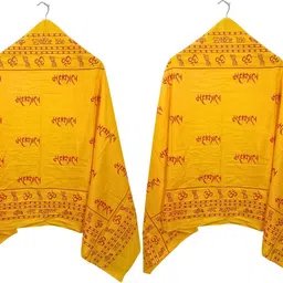 ogs Printed Pure Cotton Men Yellow Fancy Scarf, Scarf, Stole image 3