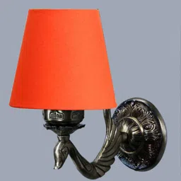 new era Antique Gold Wall Lamp with Cotton Conical Orange Shade image 4