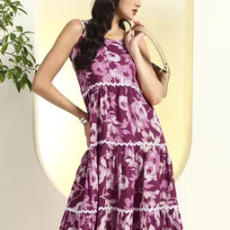 amar fashion Women Fit and Flare Purple Knee Length Dress image 5
