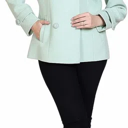 comfy sparrow Wool Blend Solid Coat For Women image 4