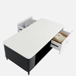 royaloak Milan Marble Top Coffee Table In White Colour With Drawers image 5