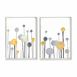 art street White Canvas Framed Floral Art Print Set of 2 image 2
