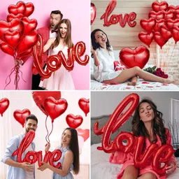 aggarwalgraphics Red Love Foil Balloon &Heart Shape Foil Balloons For Decoration 12pc set-picture-15