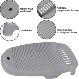 flyup Grey Washing Board for Laundry – Portable Hand Wash Scrubber with Grip Handle Scrub Pad image 5