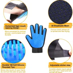 rhydin Puppies Grooming & Deshedding Brush Hair Massager Groomer Glove for Dogs & Cats Grooming Gloves for Dog, Cat image 3