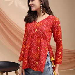 youthnic Party Regular Sleeves Printed Women Brown Top image 5