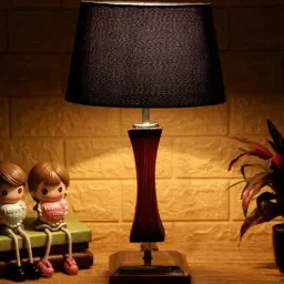Turin Black Fabric Shade Night Lamp With Wood Base By BrightDaisy-image-73