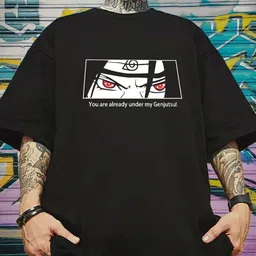 manlino Men Graphic Print Round Neck Cotton Blend Black T-Shirt-picture-12