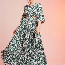 sheetal associates Women Fit and Flare Green Maxi/Full Length Dress-picture-24