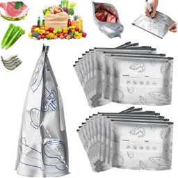 pranshiv 10 PCS Reusable Aluminum Food Storage Bag, Stand Up Foil Bags Zip Lock Hanging Storage Vacuum Bags-picture-10