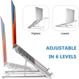 newtrendingitemz laptopstandnormal Aluminium Desk Stand Laptop Stand with Adjustable Height Compatible with Universal Laptops image 5