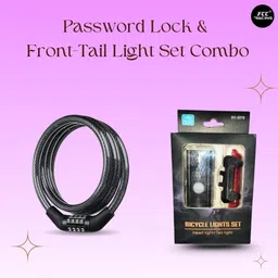 fcc racing Front-Tail Light & Password Lock Combo Digital Combination Lock & Waterproof LED Front Rear Light Combo image 2
