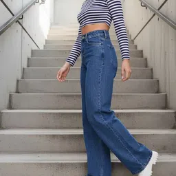 pinklit lifestyle Women Regular High Rise Dark Blue Jeans image 3